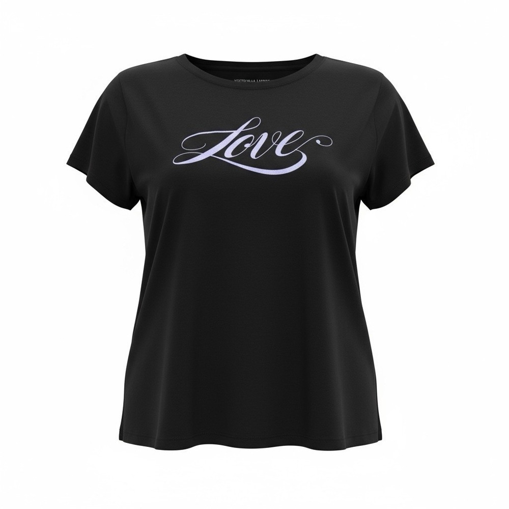 Victoria's Secret‎ Love Black/Purple Women's T Shirt Short Sleeve Size Small